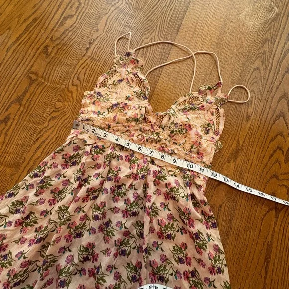 Free People Adella Slip Dress Pink Floral Lace Size S - Picture 12 of 13